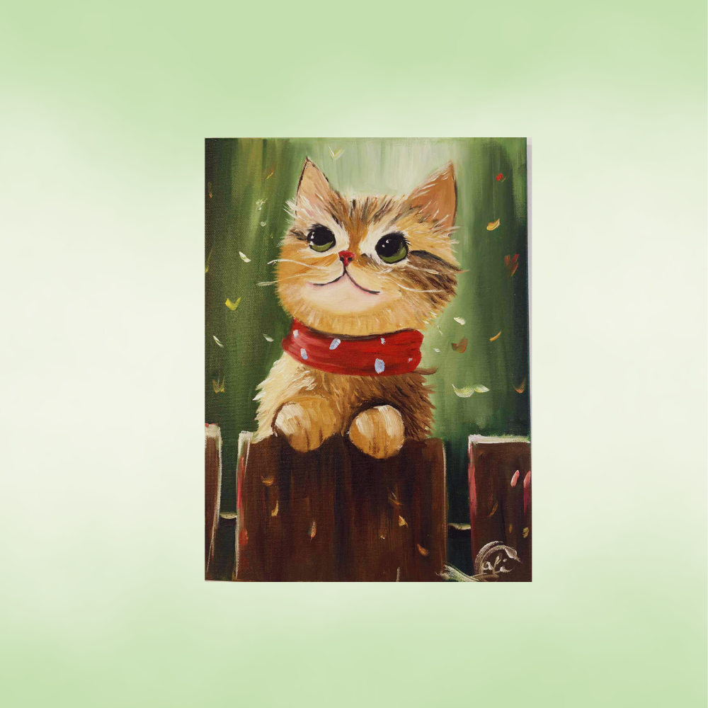 Картина с котка, рисувана с маслени бои от Галина Стоилова